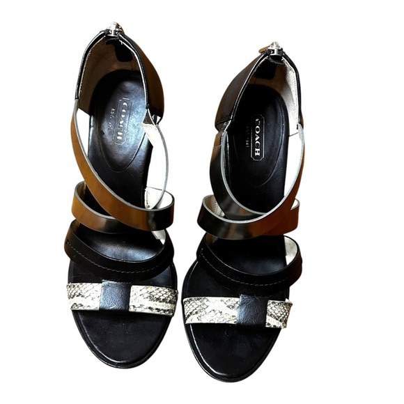 Coach Tawnee Vachetta Leather Snakeskin Strappy Sandals Size 8.5 - Picture 4 of 12
